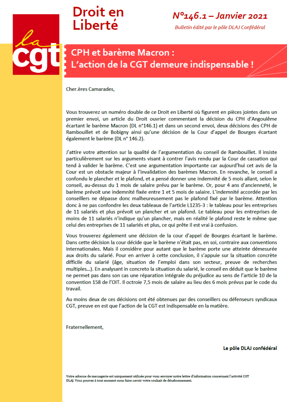 DROIT EN LIBERTE N°146.1 – CPH et barème Macron