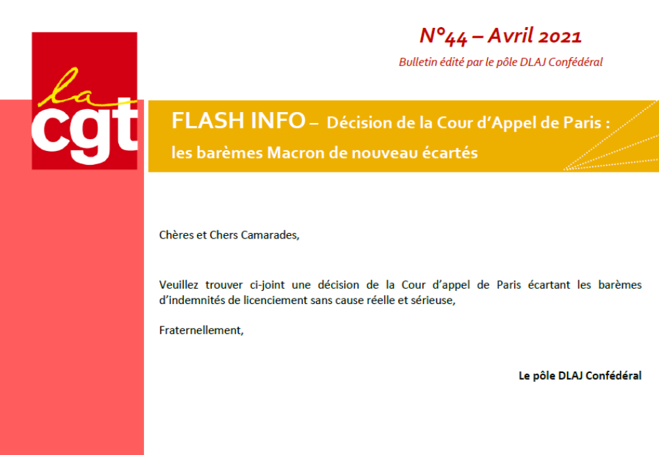 FLASH INFO – les barèmes Macron de nouveau écartés