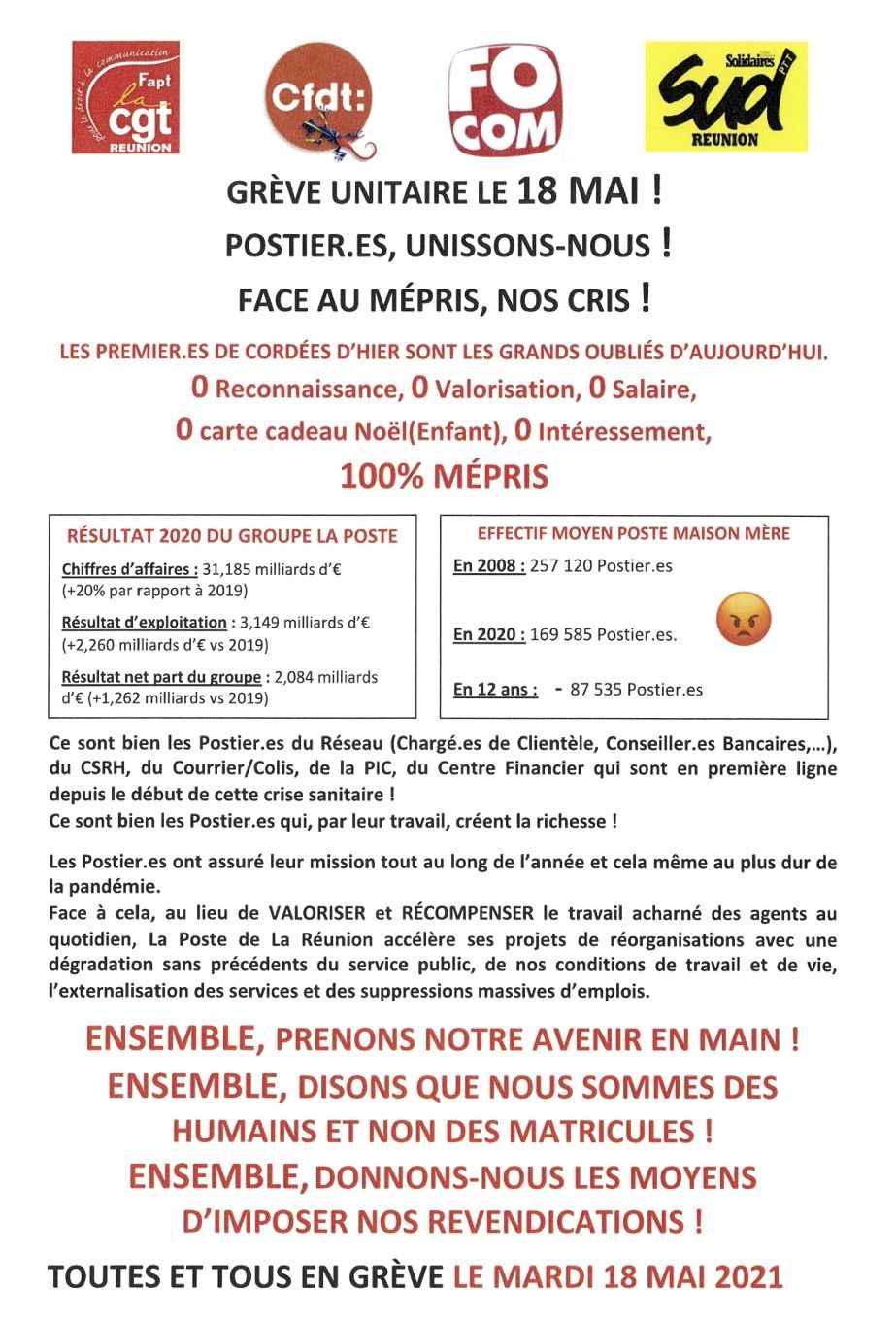 Appel à la mobilisation et à la solidarité à la Poste