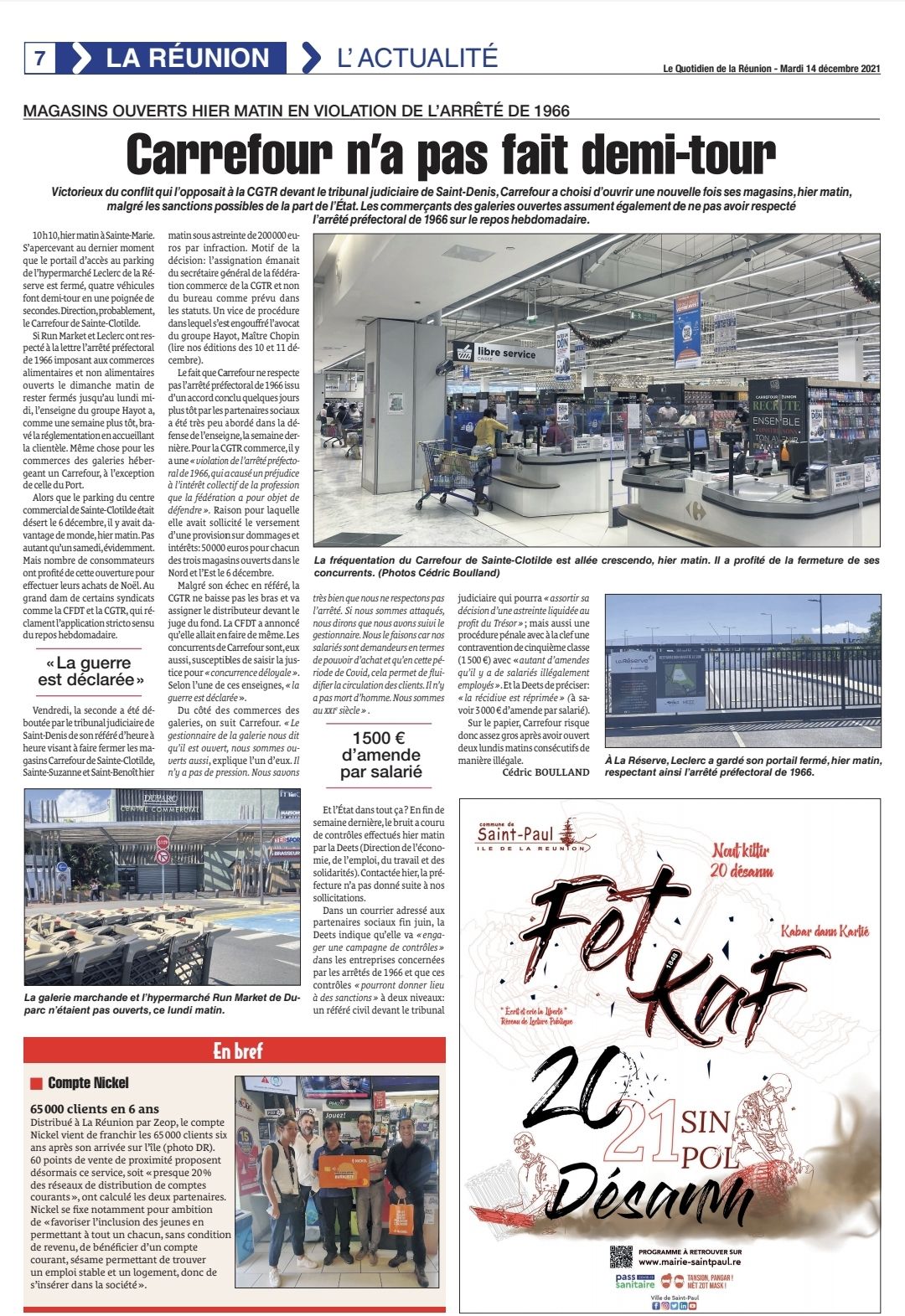 Carrefour – Non respect de l&rsquo;arrêté de 1966