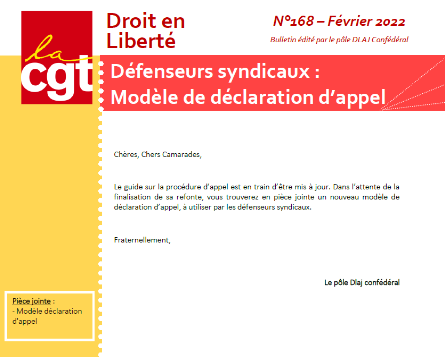 DROIT EN LIBERTE N°168 – Défenseurs syndicaux_Modèle de déclaration d&rsquo;appel