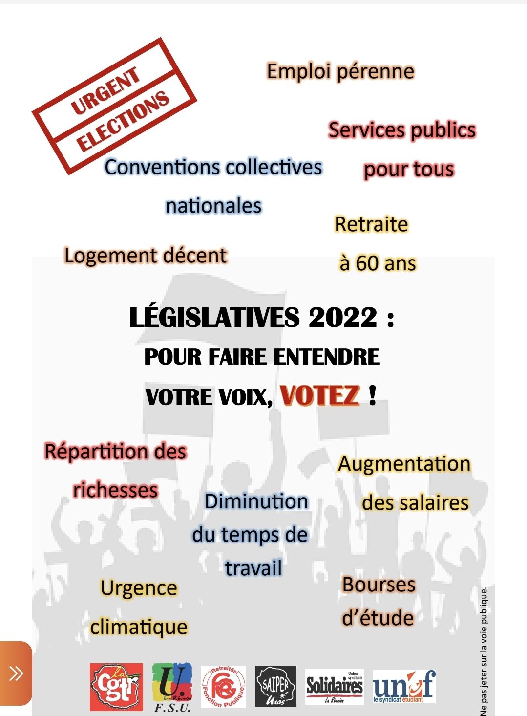 Législatives – Tract de l&rsquo;intersyndicale