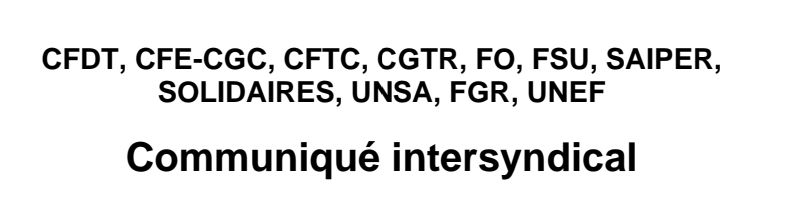 Communiqué de presse intersyndical contre la réforme des retraites.