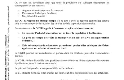 CP-CGTR – SITUATION SOCIALE URGENTE